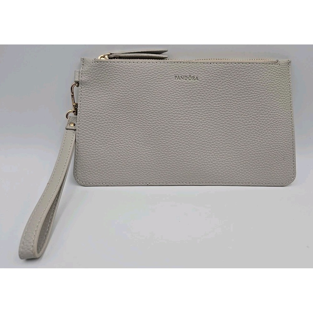 Pandora Grey Leather‎ Zip Pouch Wristlet